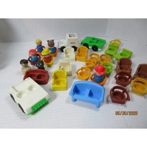 Vintage Fisher Price Little People 35 of 35 1970s-80s Figures Furniture Vehicles